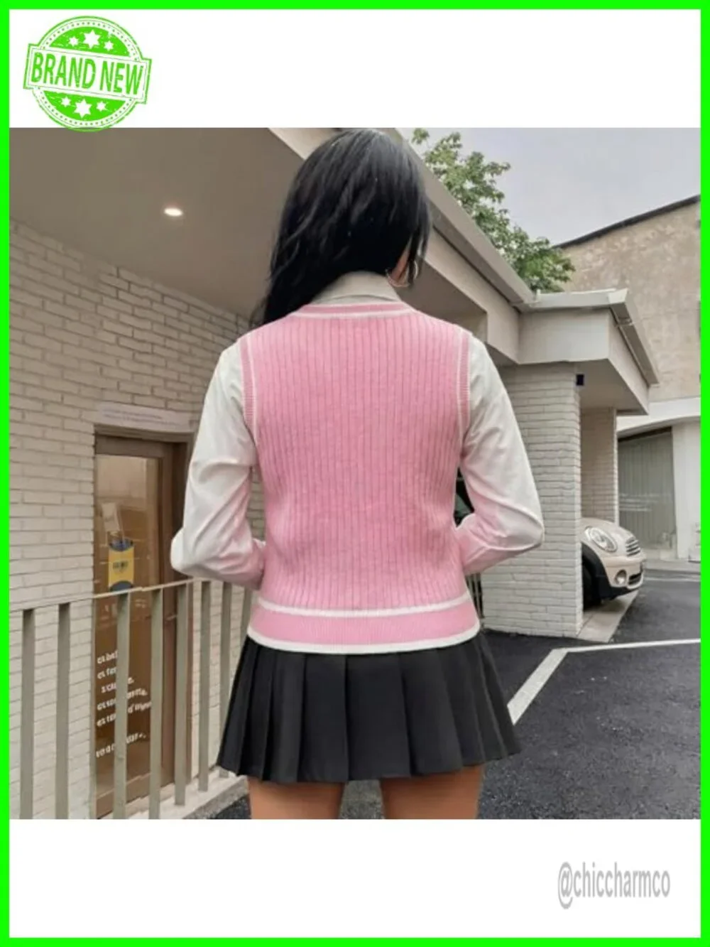 Women's V-Neck Sleeveless Cable Knit Sweater Vest